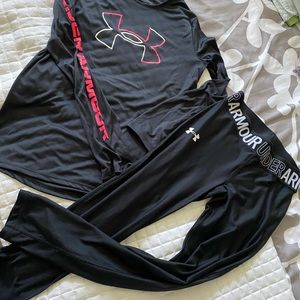 Bundle: Black Girls Under Armour Tights and Long Sleeve Under Armour shirt